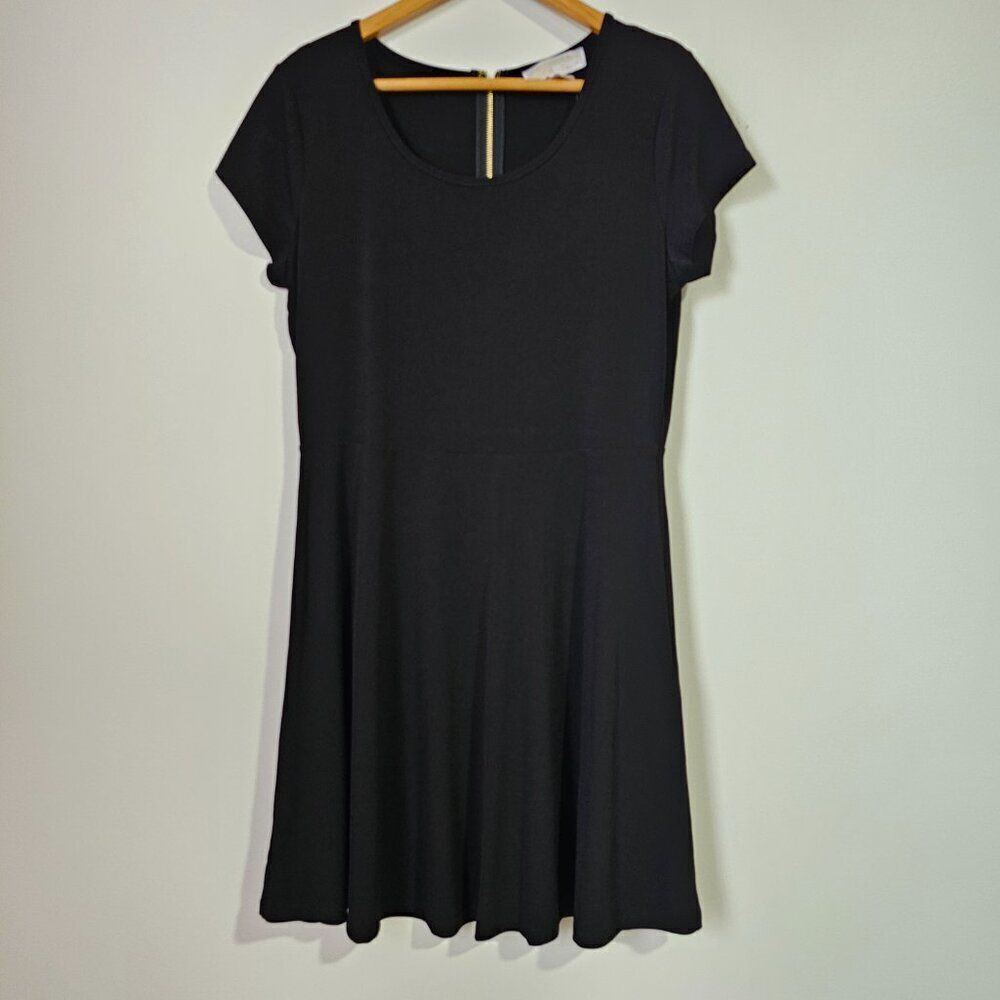 NWT MICHAEL KORS BLACK SCOOP NECK SKATER DRESS SHORT SIZE LARGE